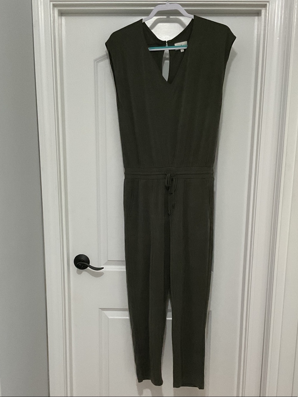 Lou & Grey Olive Drawstring Waist Sleeveless Jumpsuit
